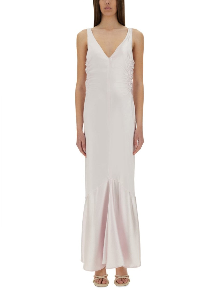 Sportmax Long Dress With Deep V-Neckline And Flared Hem
