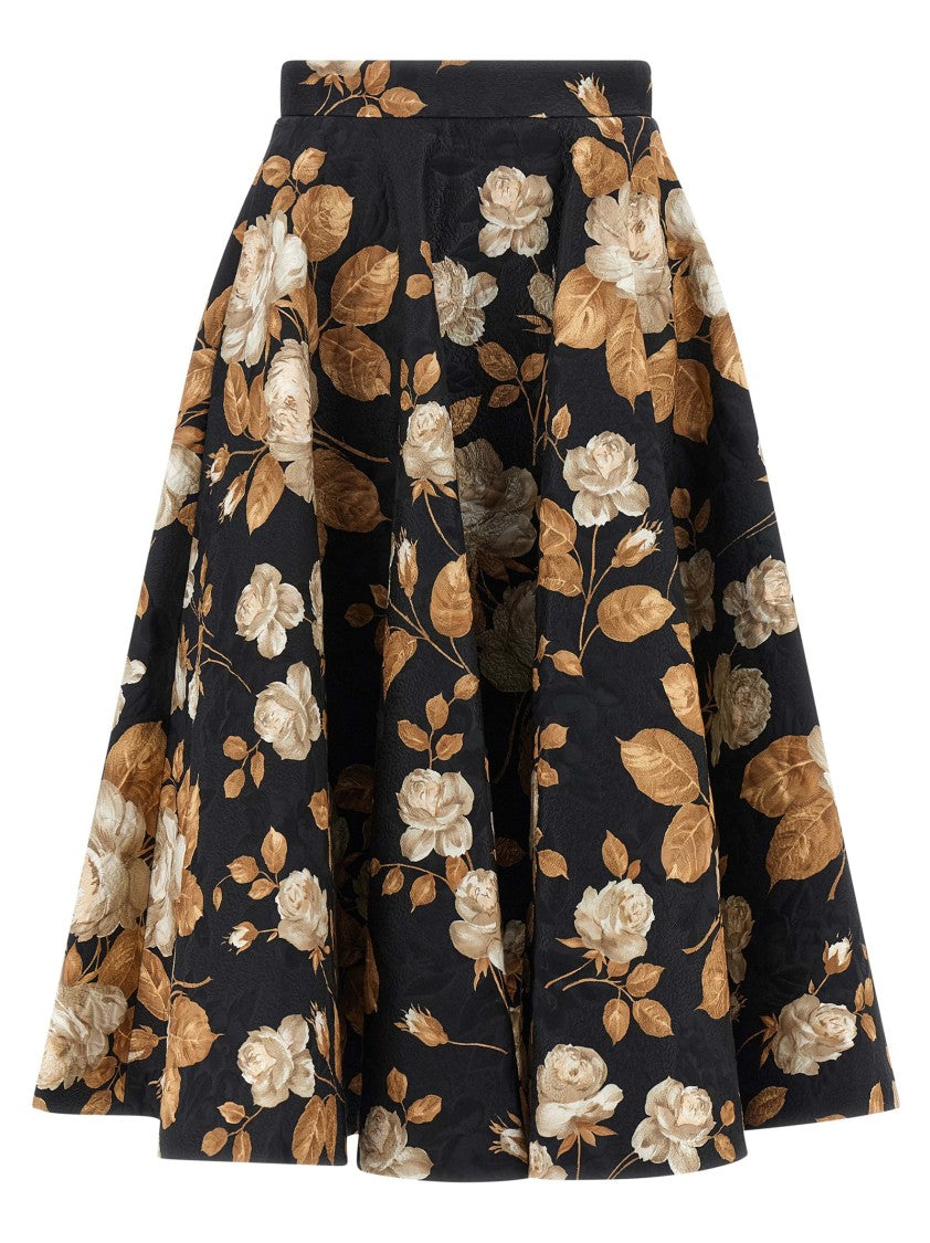 Dolce & Gabbana Brocade Midi Skirt With Structured Waistband