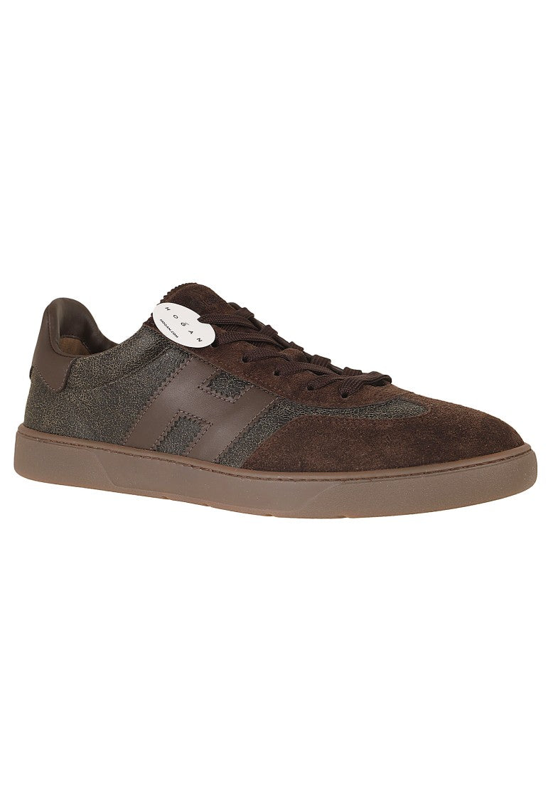 Hogan Dark Brown Micro-Textured Suede Cool Sneakers