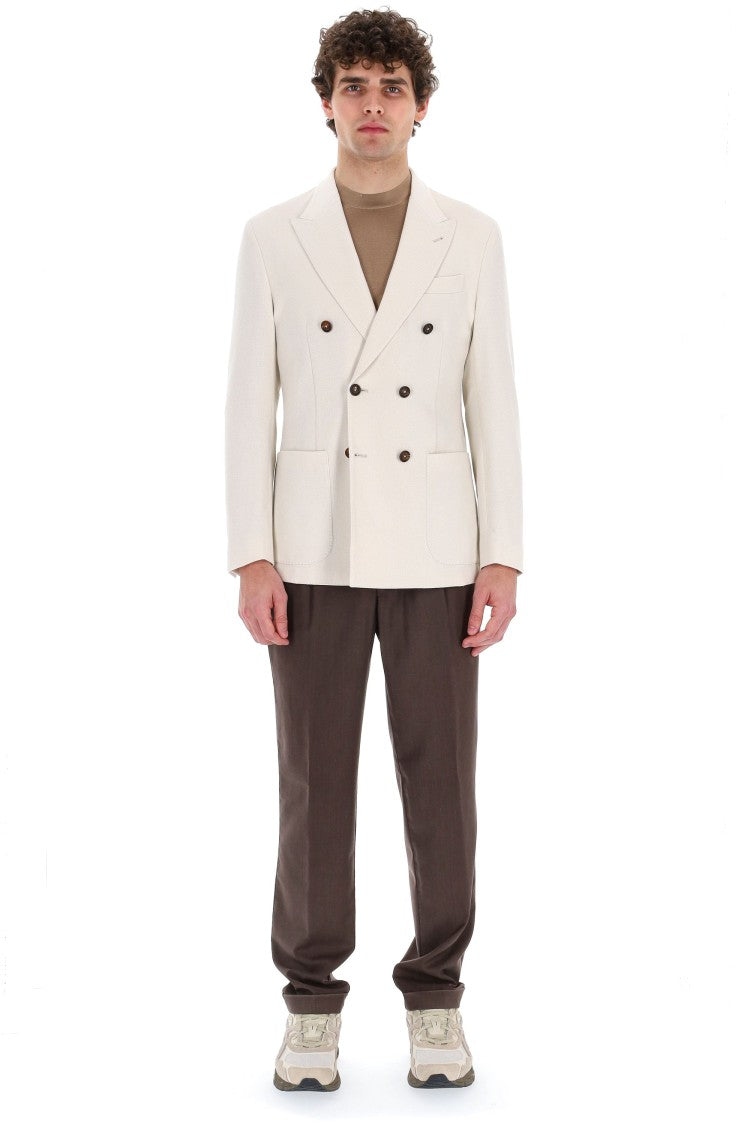 Eleventy Double-Breasted Cotton Comfort Knitted Jacket