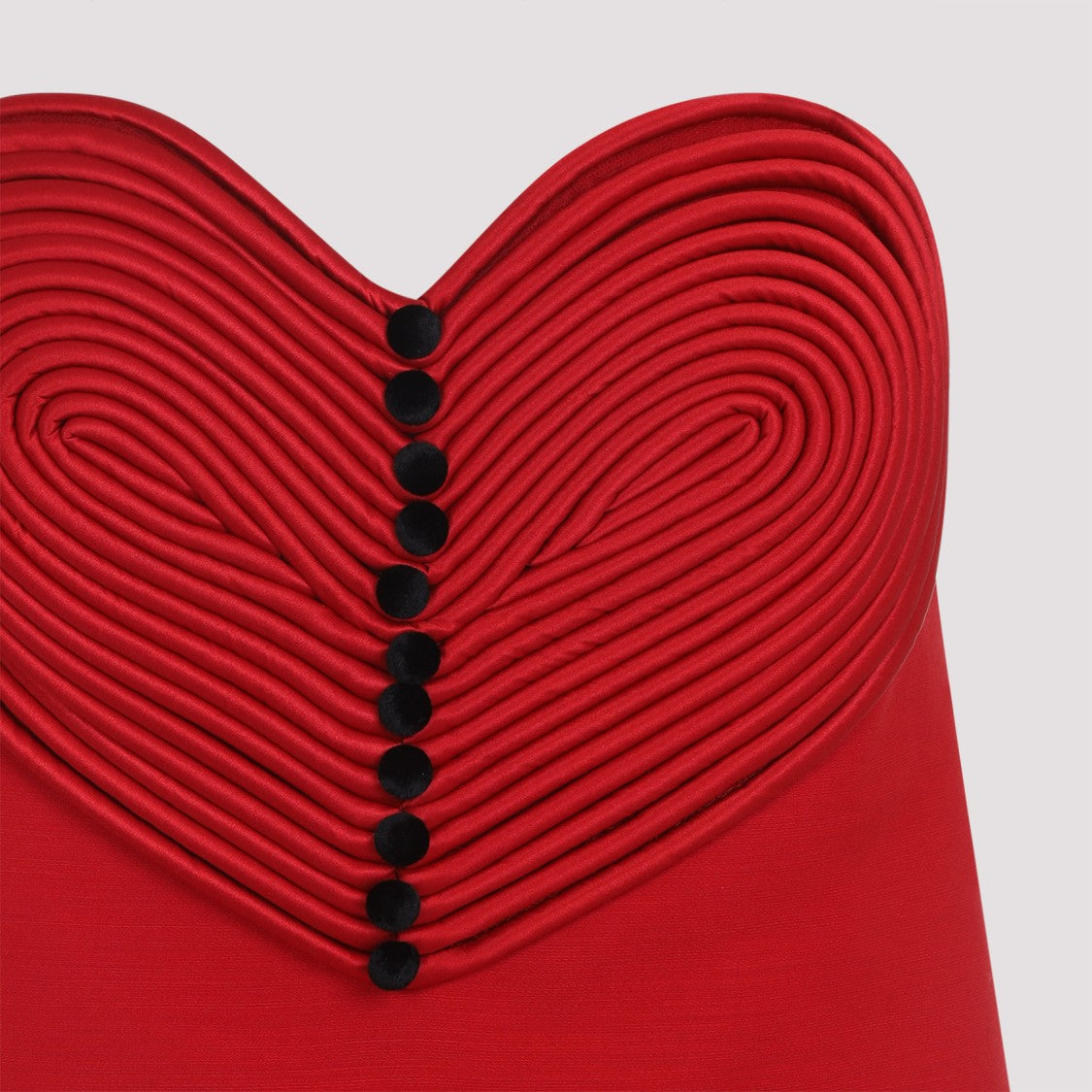 Valentino Strapless Red Wool Mini Dress With Heart Embroidery