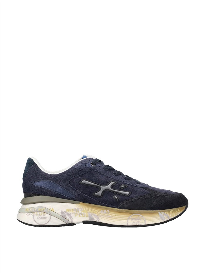 Premiata Navy Low-Profile Suede Vintage Sneakers