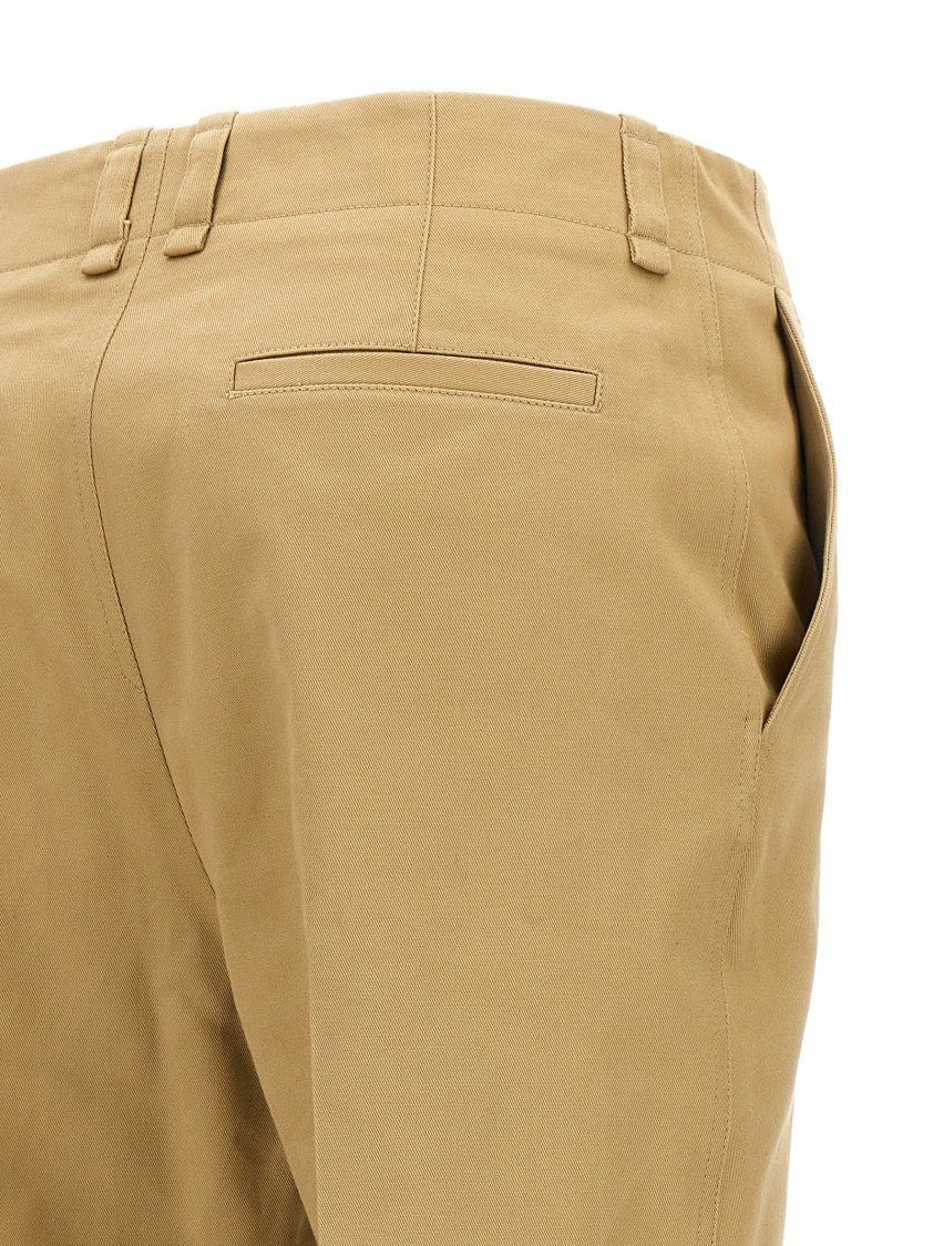 Saint Laurent Tailored Cotton Drill Trousers With Button Closure And Stretched Crease