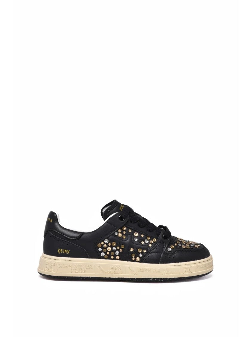 Premiata Black Leather Metallic Sneakers