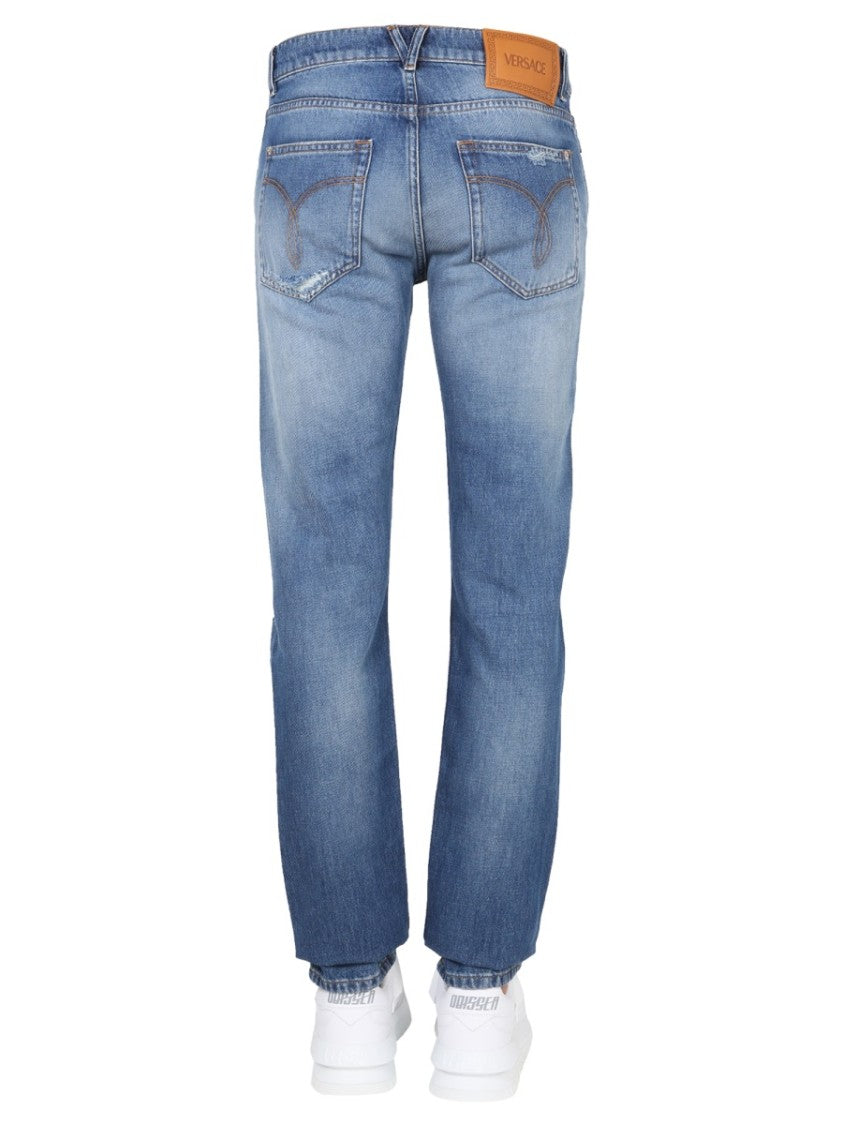 Versace Straight-Leg Jeans With Distressed Detailing