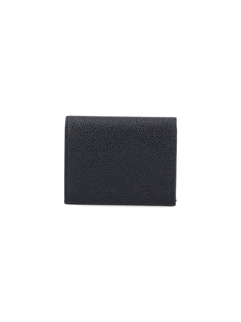 Thom Browne Refined Black Leather Wallet With Tricolor Grosgrain Lining