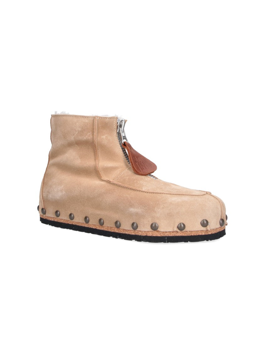 Magliano Tan Studded Leather High-Top Boots