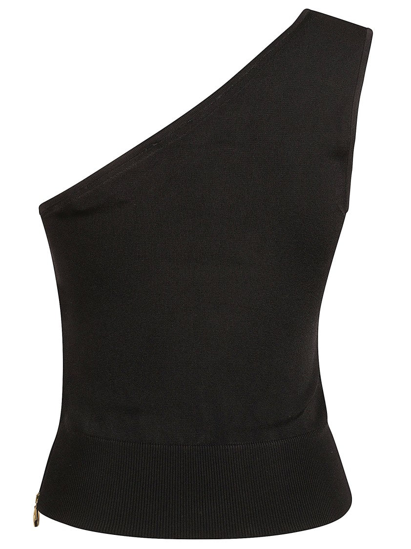 Patou One-Shoulder Ribbed Black Top