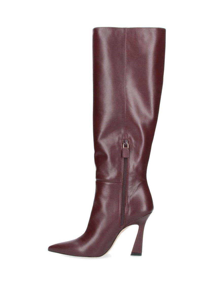 Stuart Weitzman Brown Vinnie 85 Sculptural Heel Calfskin Boots