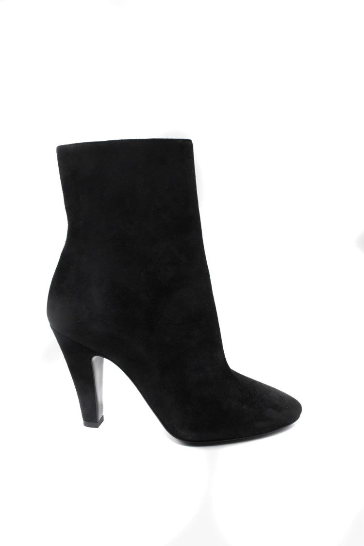 Saint Laurent Black Suede Cone Heel Boots