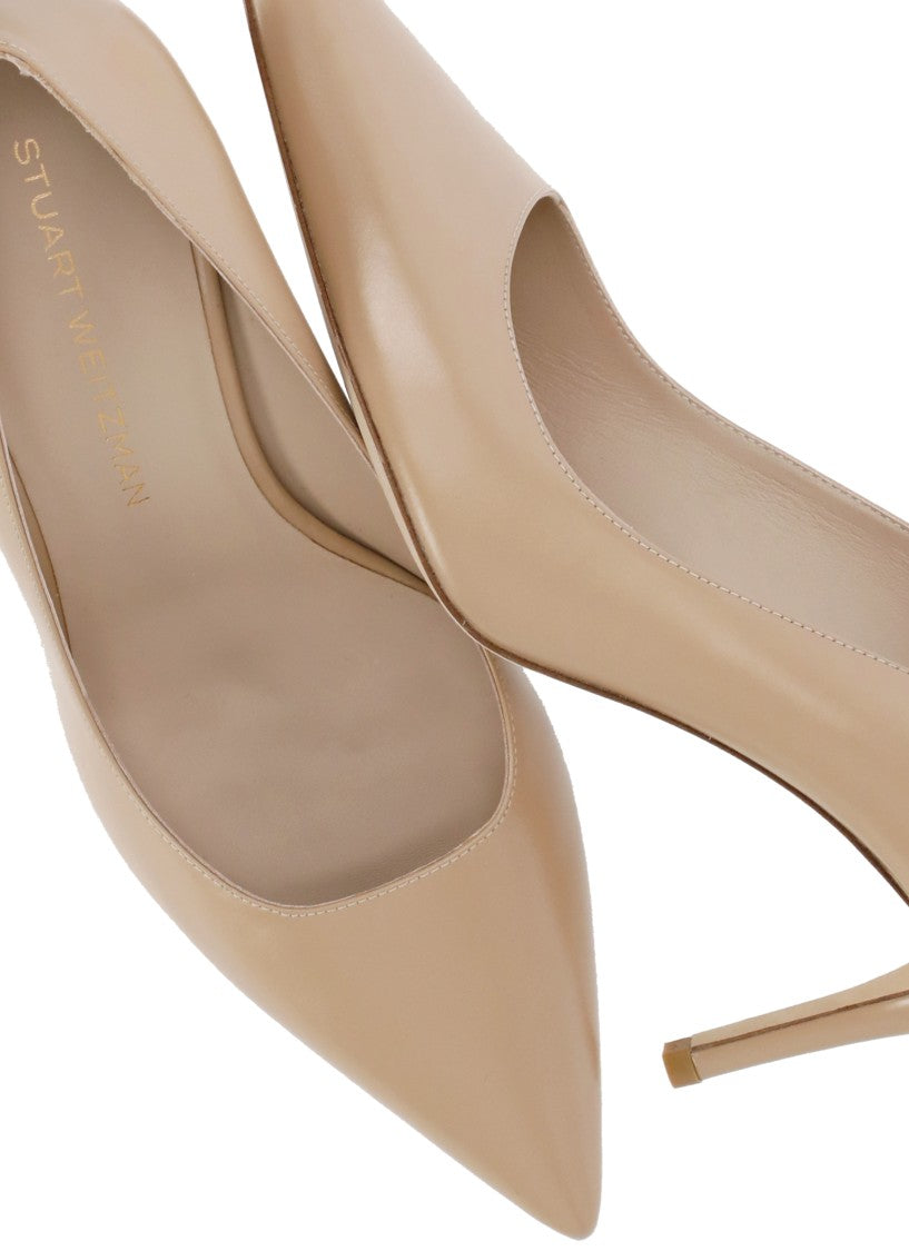 Stuart Weitzman Beige Power 75 Polished Leather Pumps