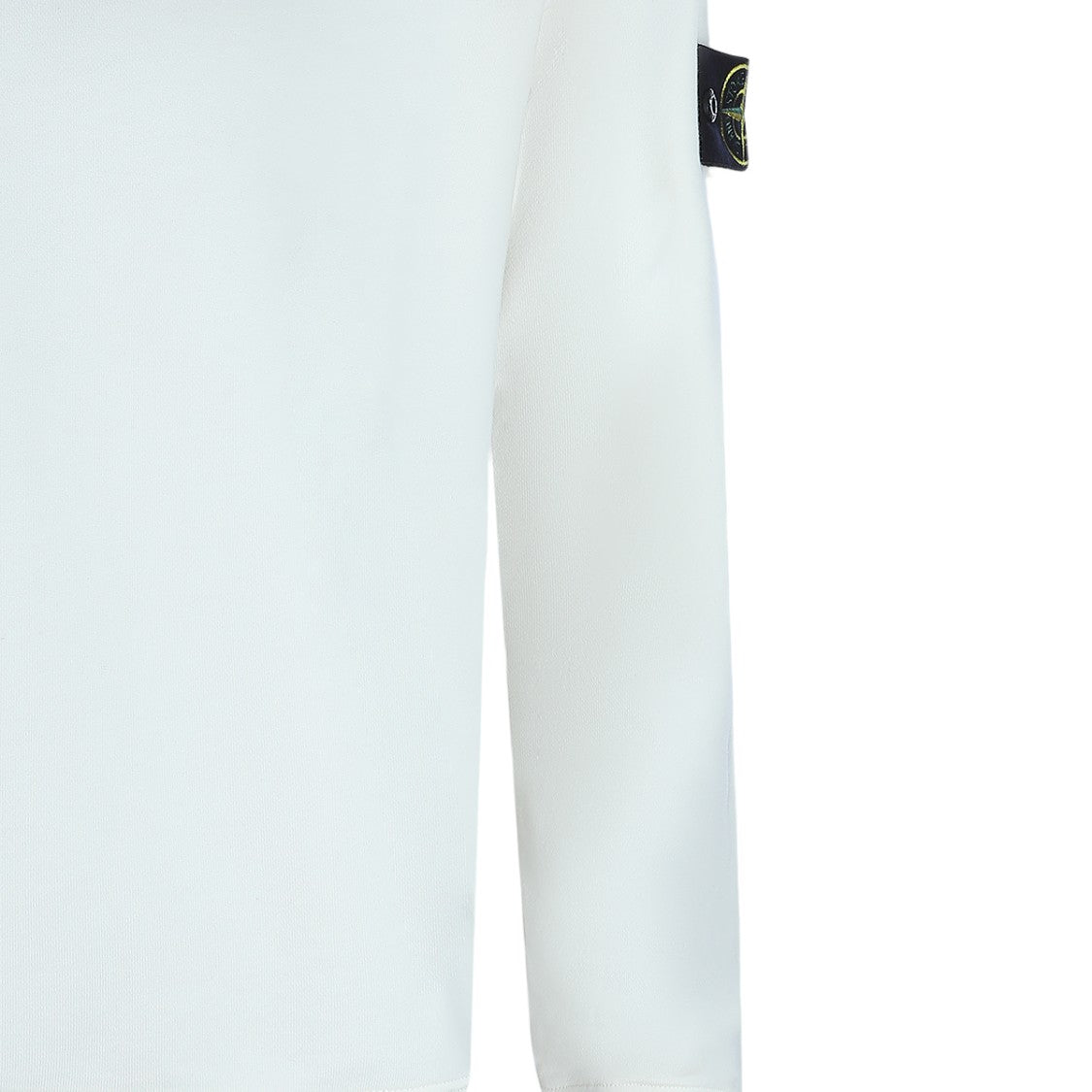Stone Island White Crewneck Sweater With Ribbed Details