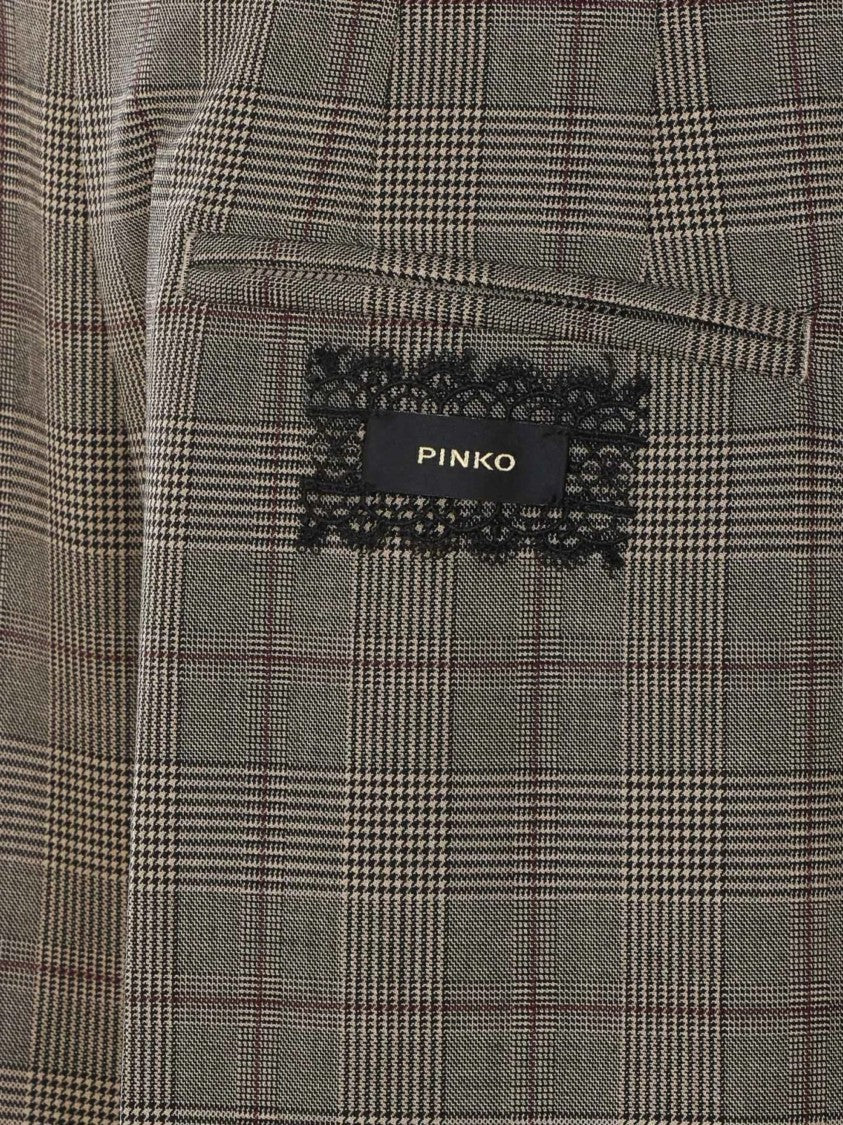 Pinko Straight-Leg Tailored Pants With Classic Plaid Design