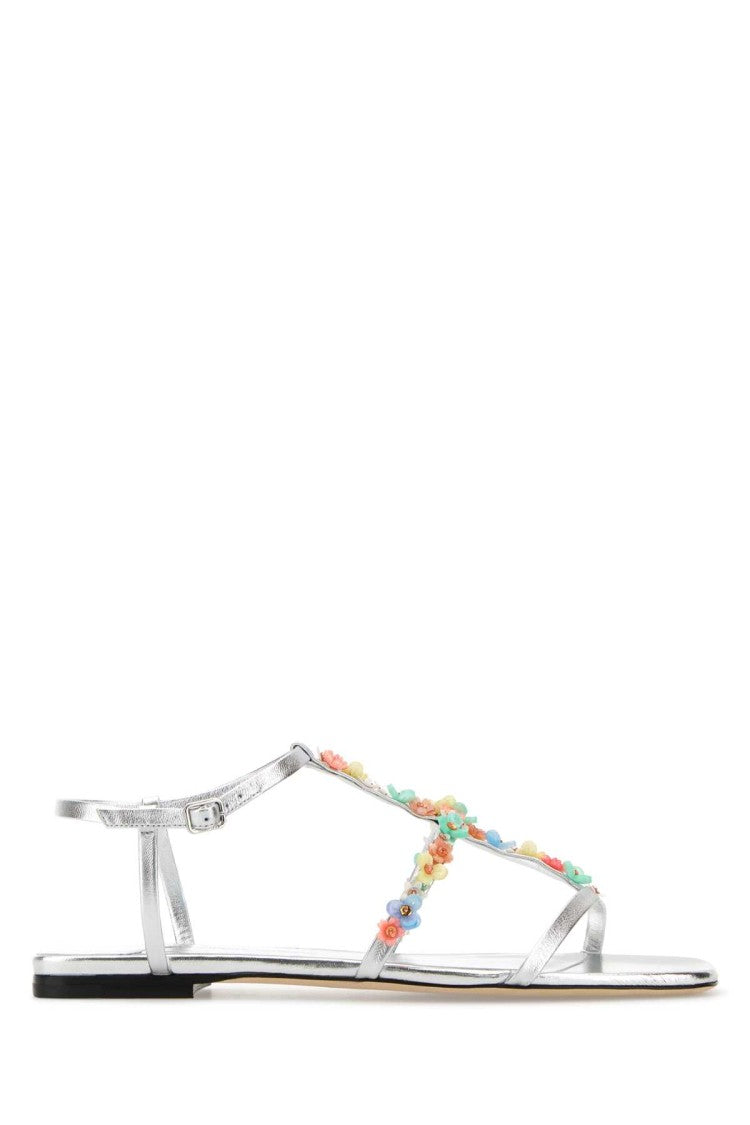 Jimmy Choo Silver Nappa Leather Daisy Sandals
