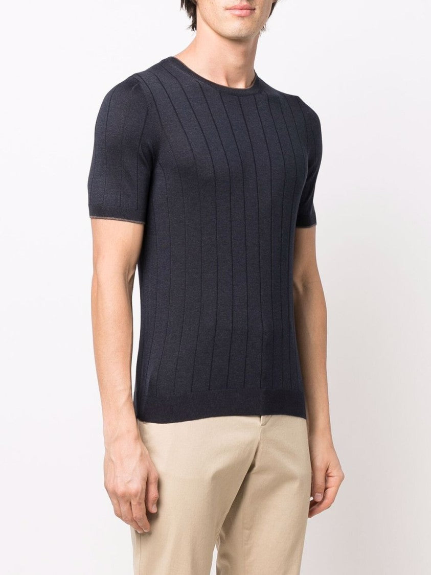 Barba Ribbed Texture T-Shirt With Classic Cut