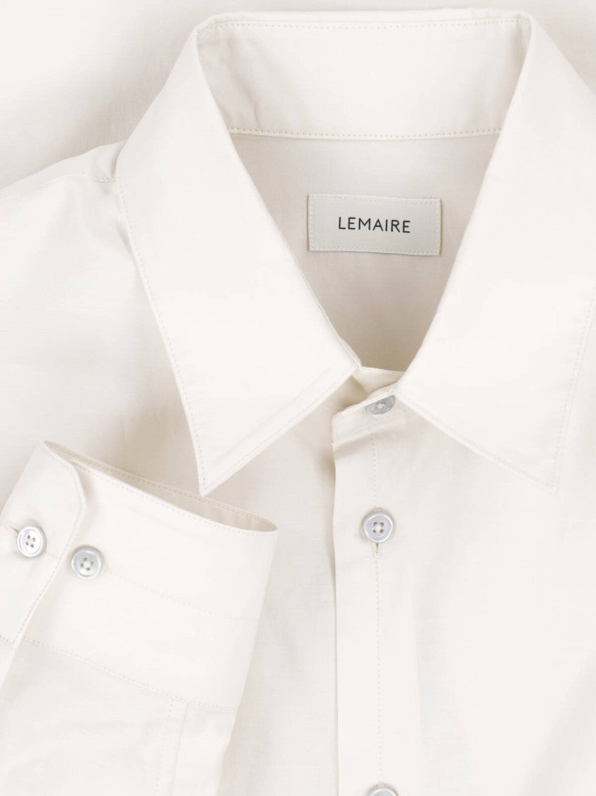 Lemaire Cream Classic Collar Cotton Silk Shirt