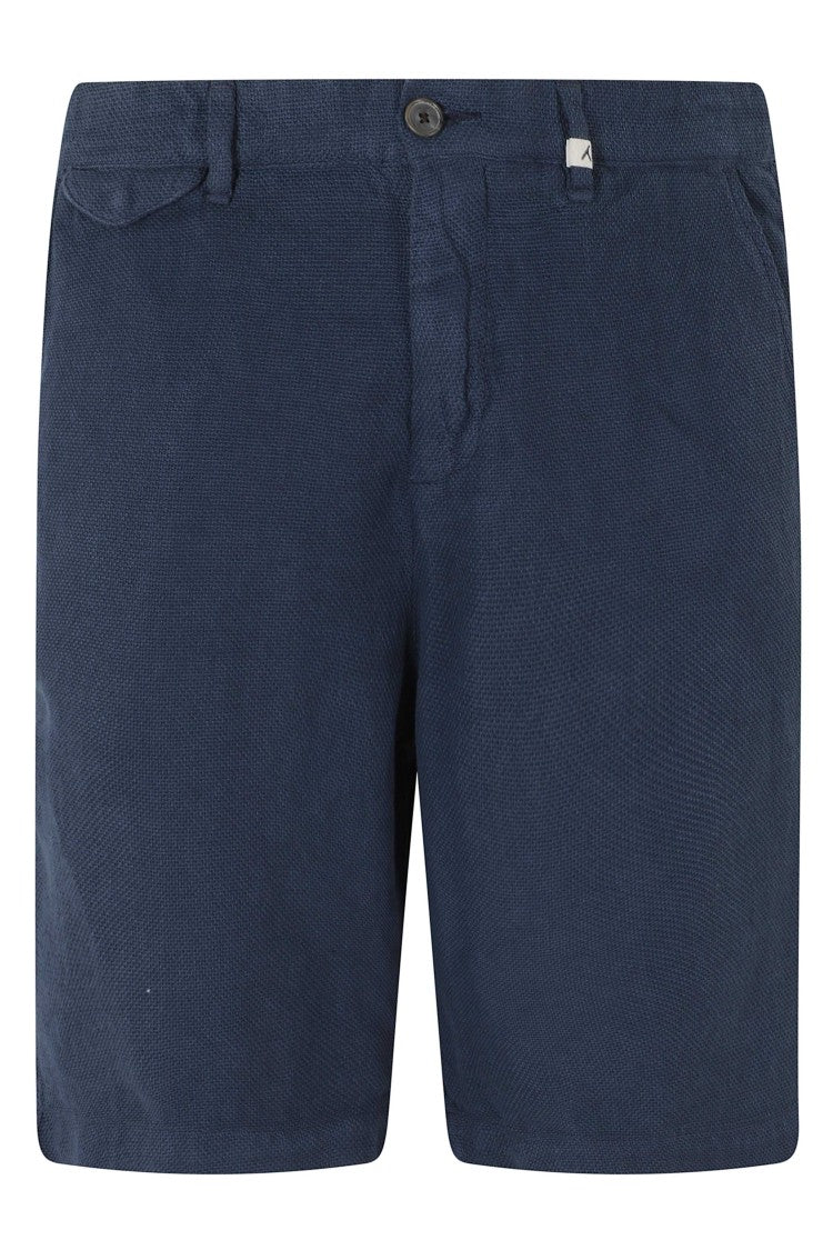 Myths Blue Side American Pockets Waist Loops Cotton-Blend Shorts