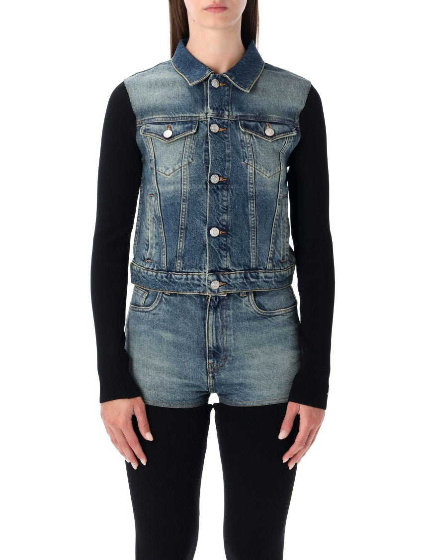 Coperni Hybrid Rib Knit And Denim Trompe-L’Œil Jacket
