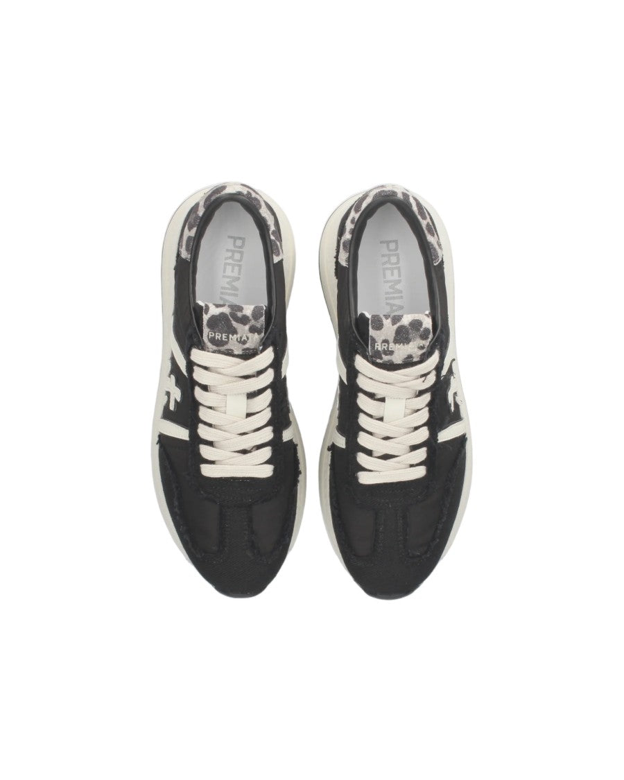 Premiata Black Sparkling Details Leather Sneakers