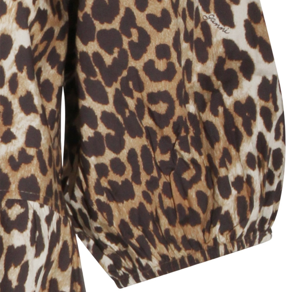 Ganni Leopard Print Mini Dress With Puff Sleeves
