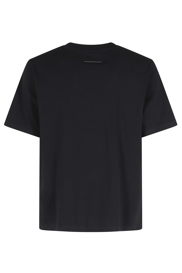 Mm6 By Maison Margiela Black Front-Logo Cotton T-Shirt