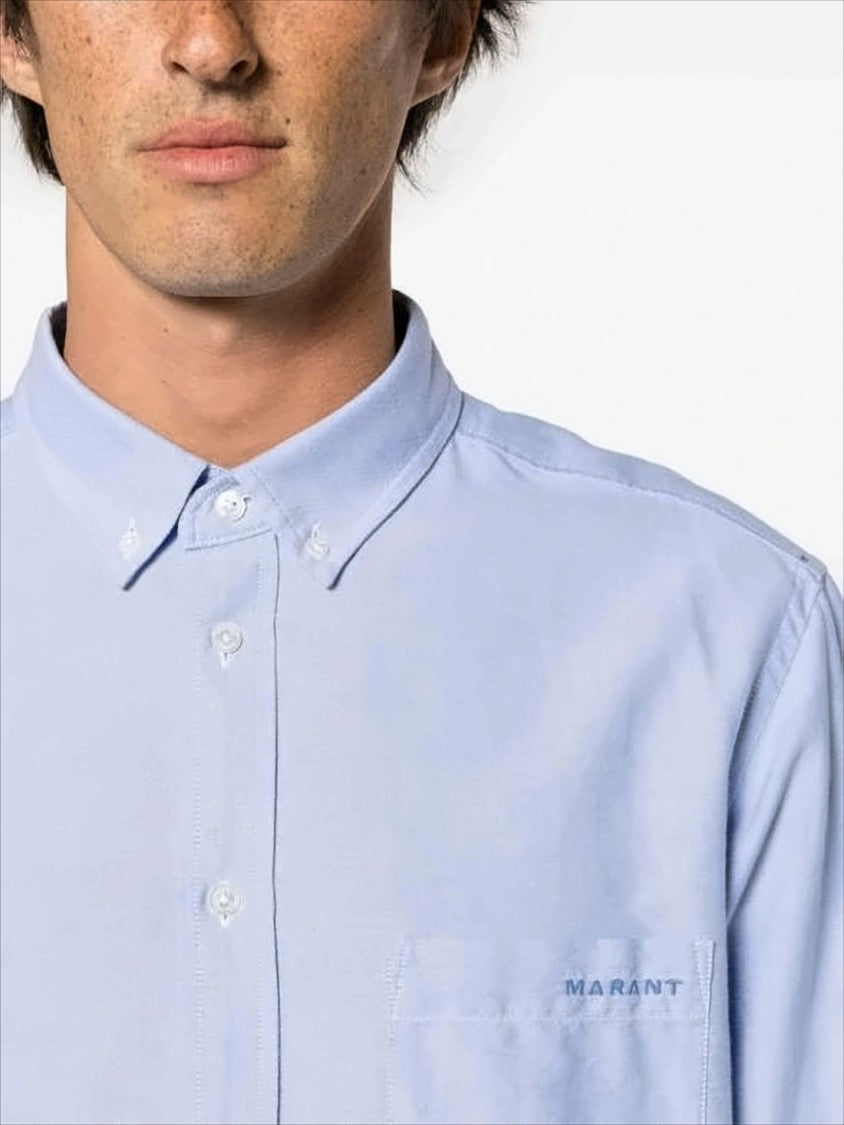 Isabel Marant Long Sleeve Blue Cotton Button-Up Shirt