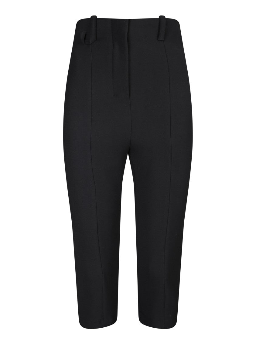 Jacquemus High-Waisted Black Capri Pants With Pleated Design