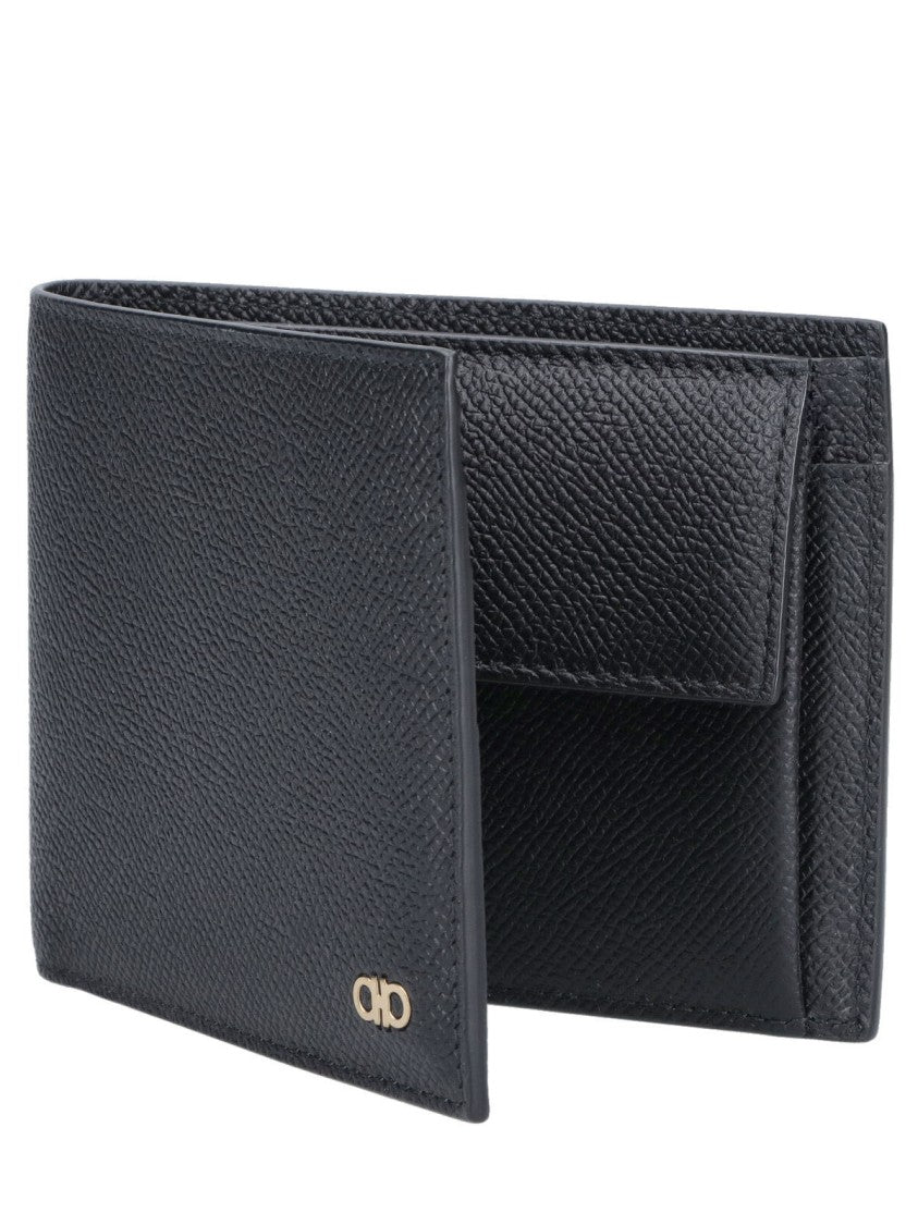 Ferragamo Matte Black Minimalist Wallet With Timeless Design