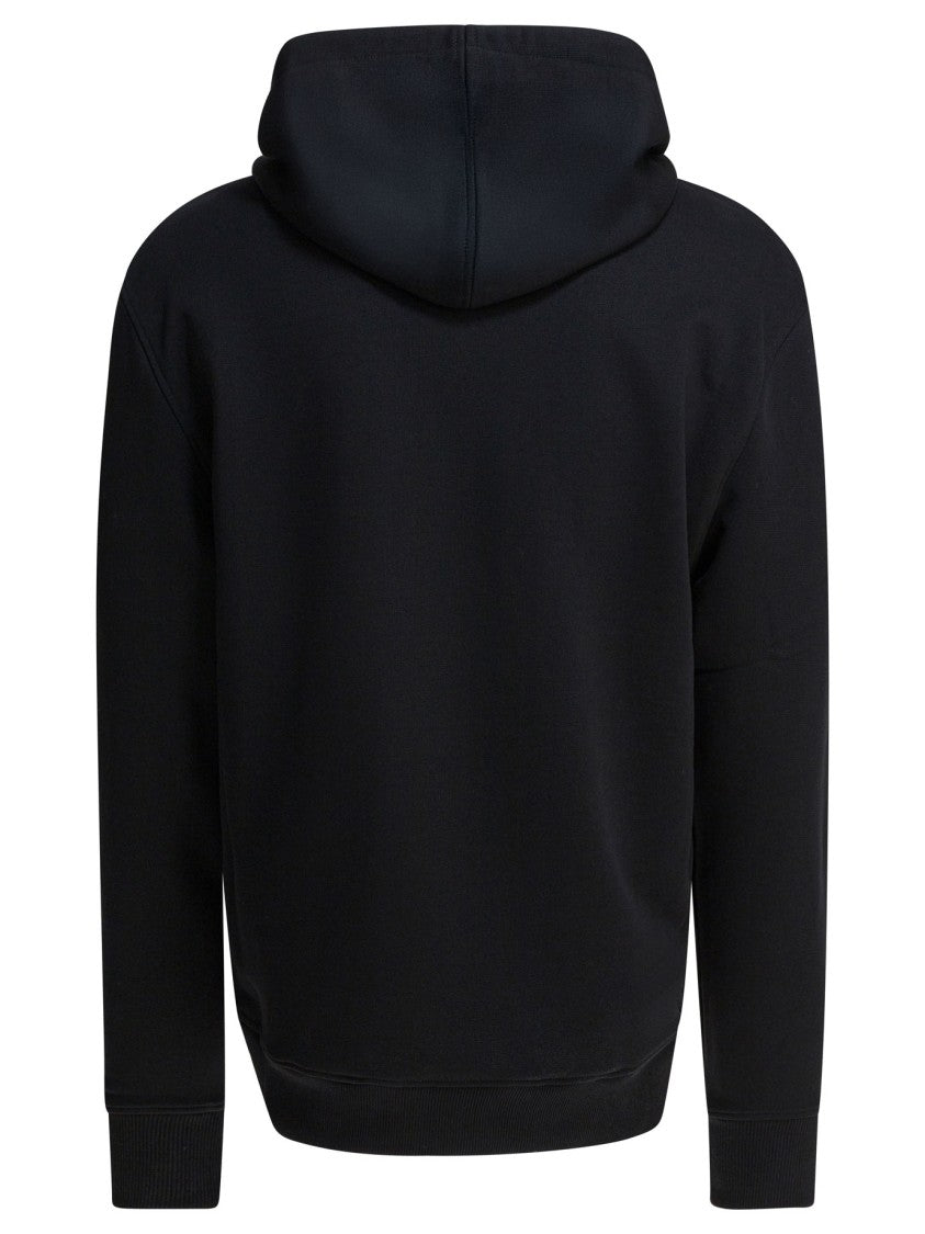 Ami Paris Black Hoodie With Front Kangaroo Pocket And Signature Logo