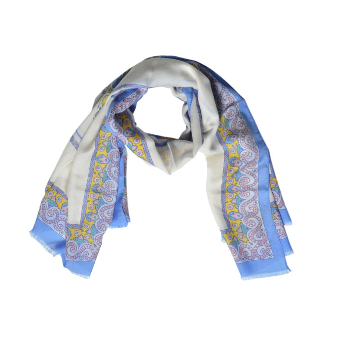 Etro Cashmere And Silk Brushed Scarf With Paisley Medallion Print