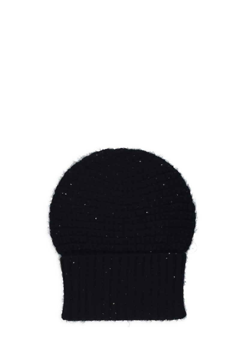 Fabiana Filippi Black Wool-Blend Sequined Beanie