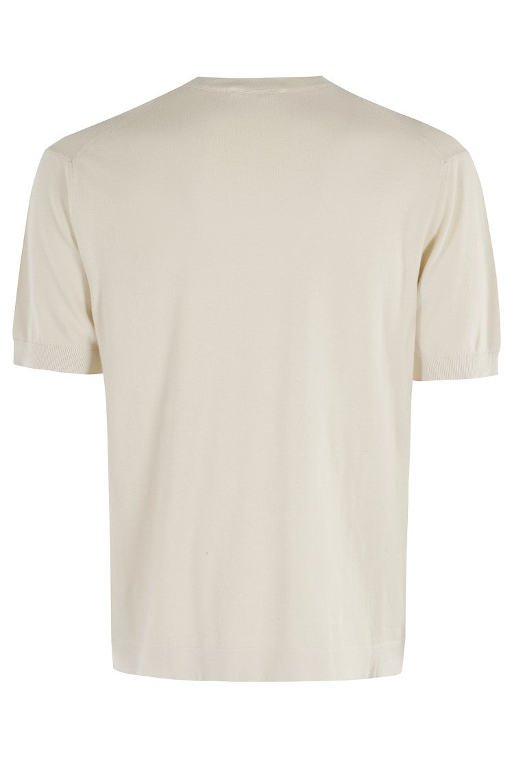 Circolo 1901 Ivory Crew Neck Cotton Sweater With Short Sleeves