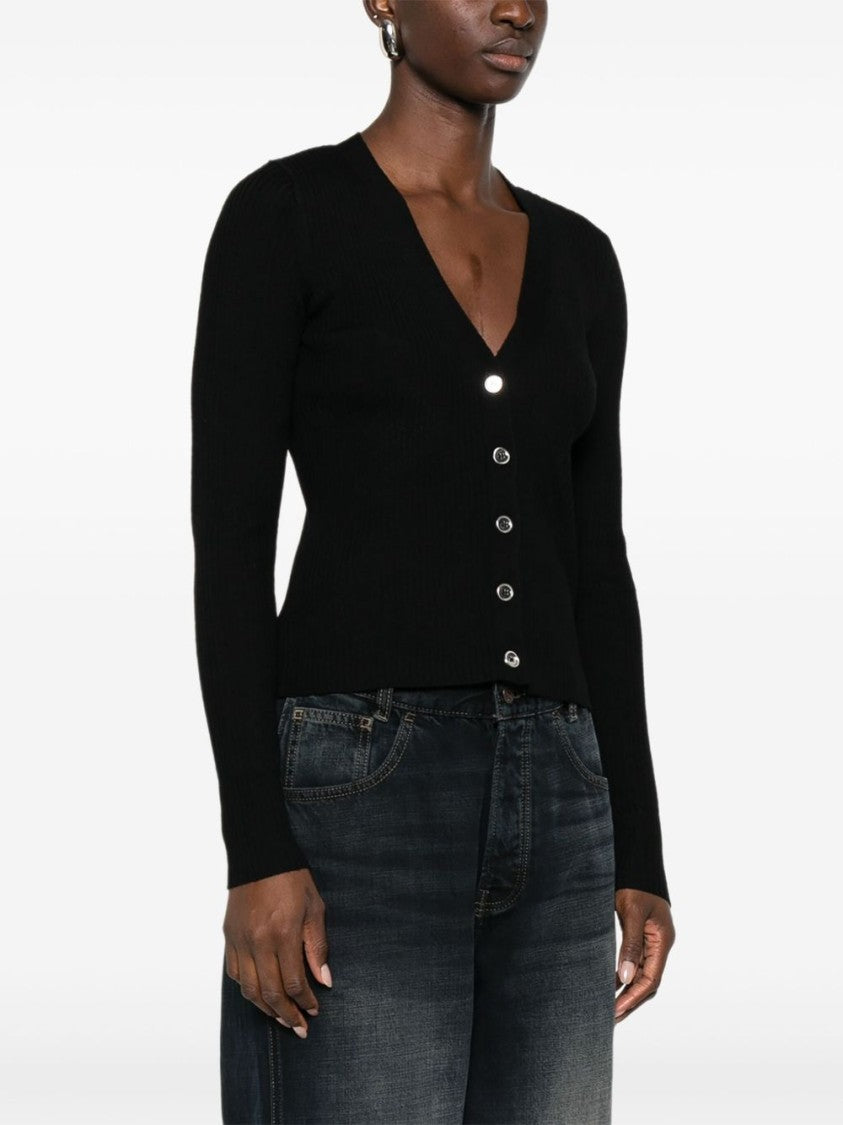 Pinko Cropped V-Neck Cardigan With Button-Down Front