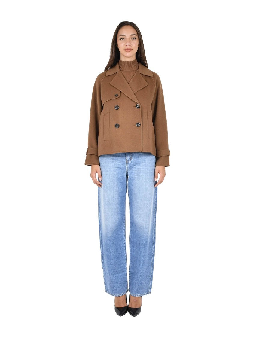 Max Mara Short Double-Breasted Coat With Wide Lapel