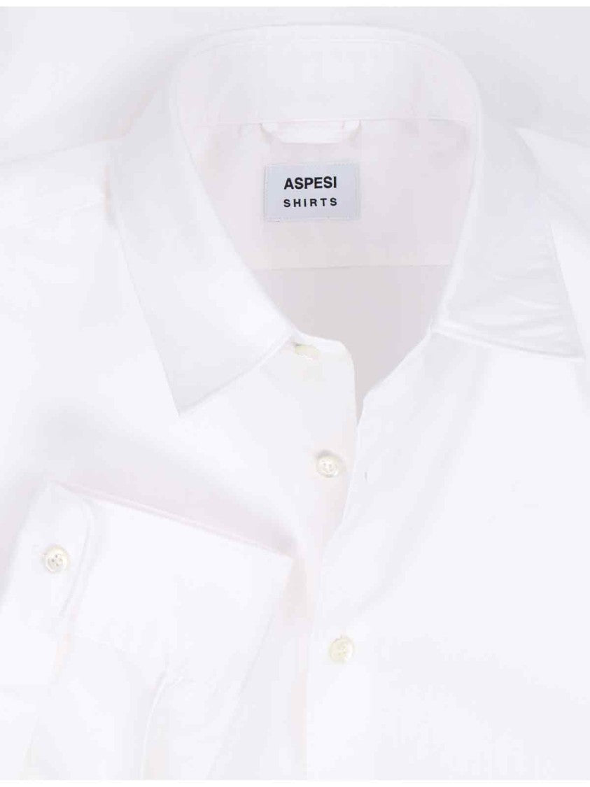Aspesi White Cotton Classic Collar Shirt