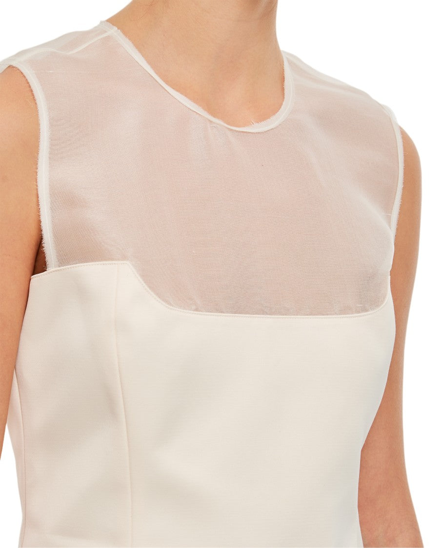 Khaite Sleeveless Top With Sheer Mesh Panel And Zipper Closure