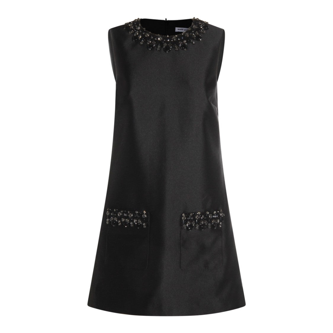 Self-Portrait Rhinestone-Embellished Black Midi Dress With Silhouette