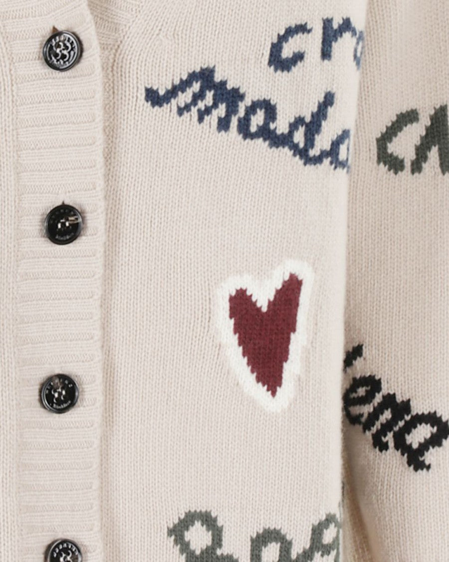 Max Mara Oversized Cardigan In Ecru Wool