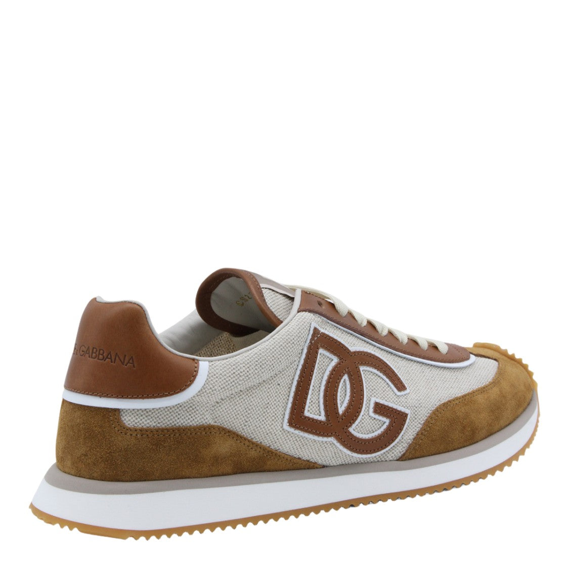Dolce & Gabbana Brown Suede And Textured Fabric Sneakers
