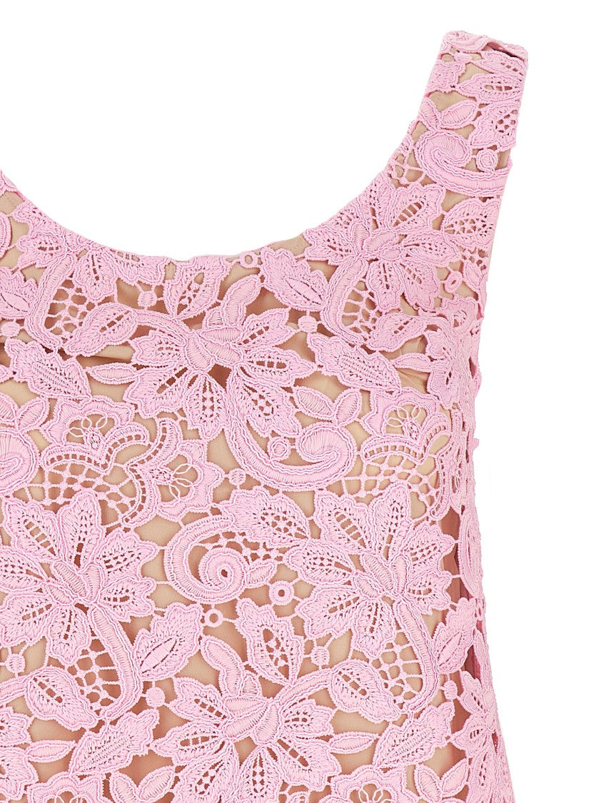 Self-Portrait Pink Floral Lace Mini' Dress