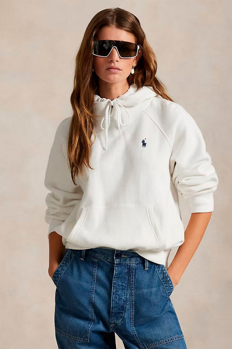 Polo Ralph Lauren White Drawstring Pony-Logo Hoodie