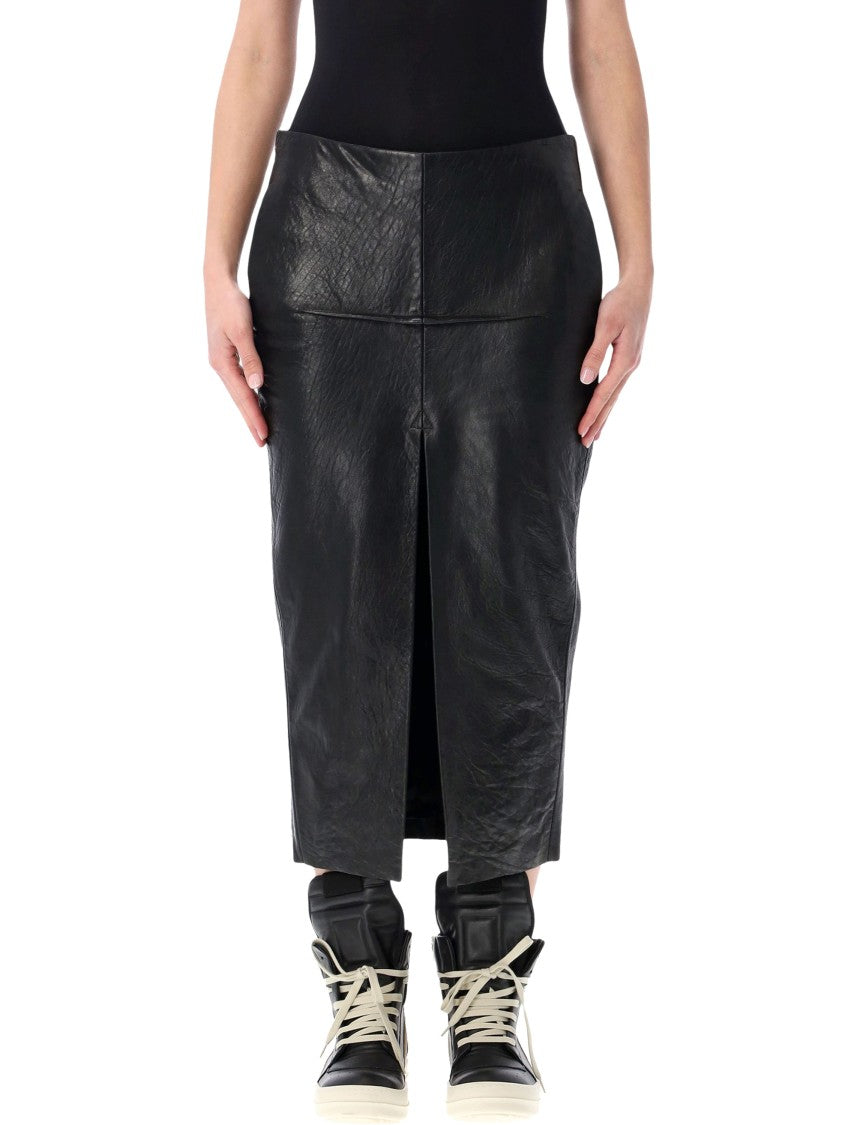 Rick Owens Calf Sliced Leather Skirt