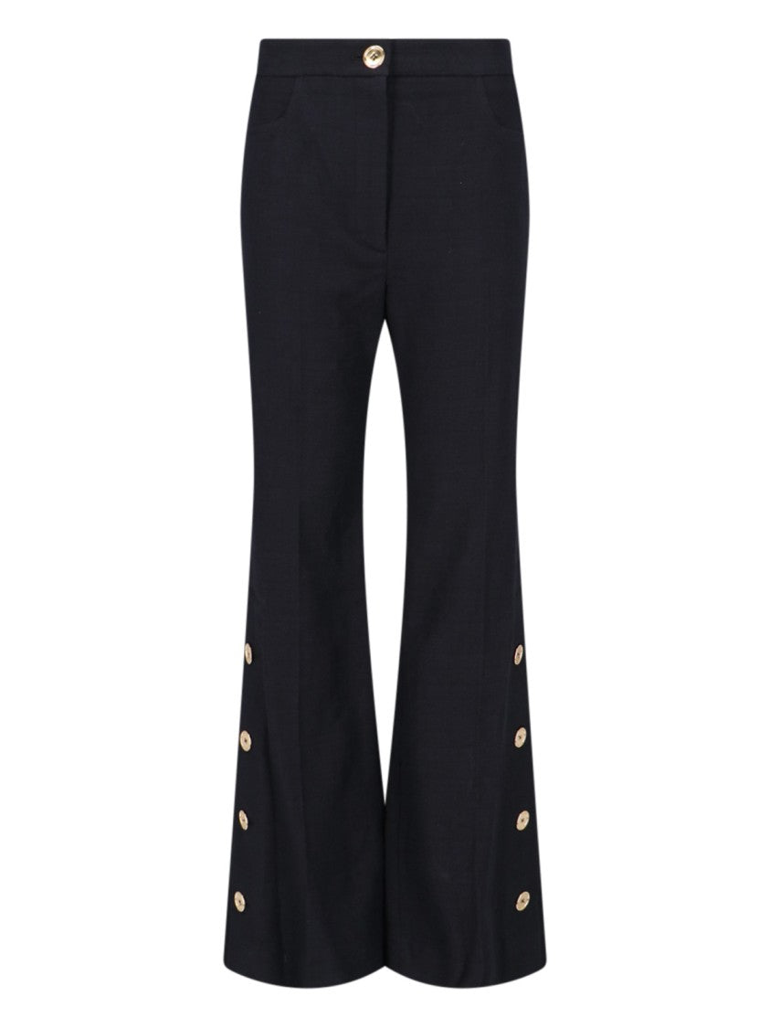 Patou Wide-Leg Black Cotton Twill Pants