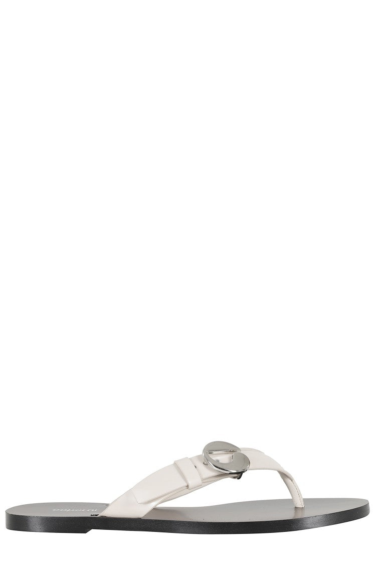 Coperni Beige C Logo Flip Flops Side-Logo Leather Sandals