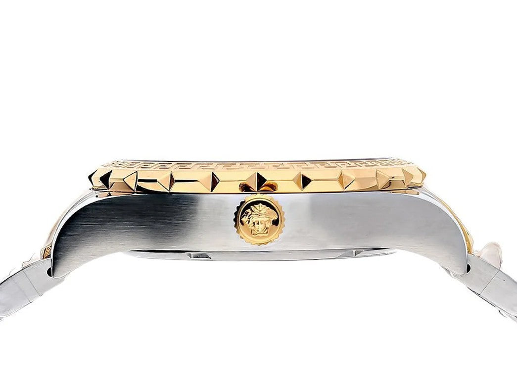 Versace Hellenyium Lady 35 Mm Quartz Watch With Brown Dial And Two-Tone Finish
