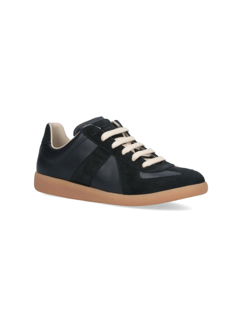 Maison Margiela "Replica" Sneakers In Black Leather