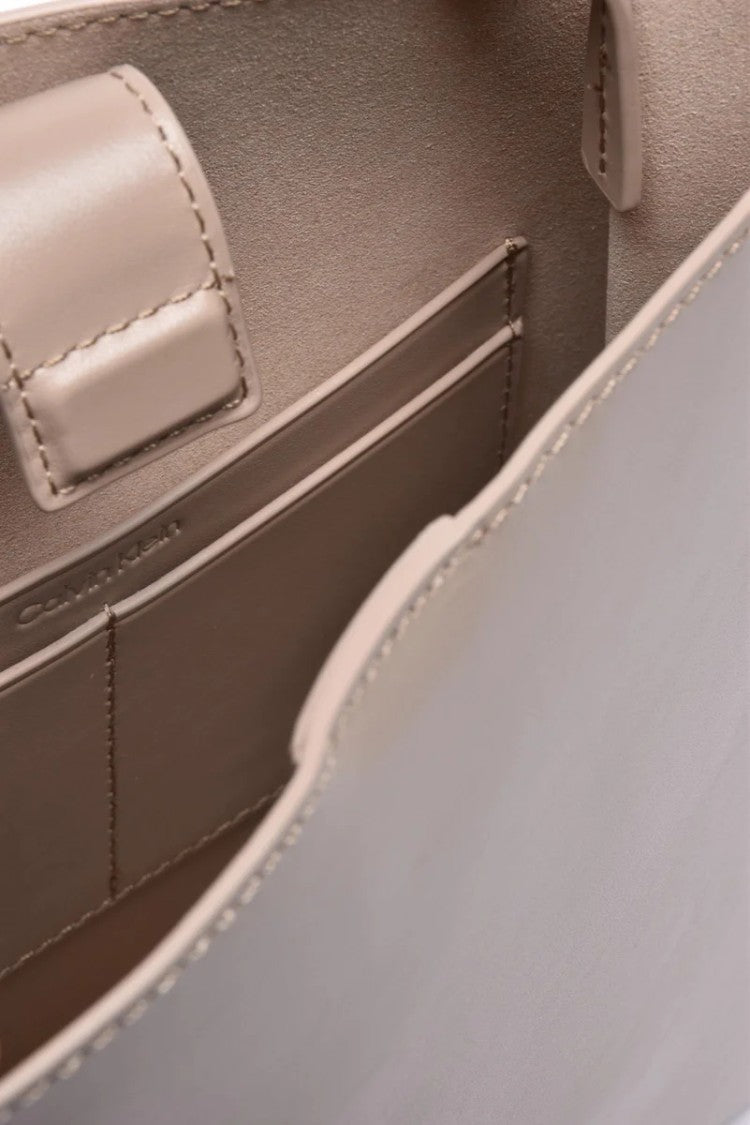 Calvin Klein Leather Crossbody Bag Beige