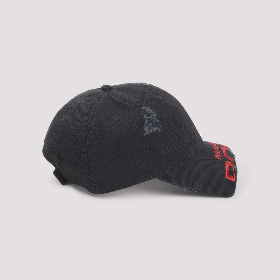 Martine Rose Black Cotton Baseball Cap With Distressed Detailing