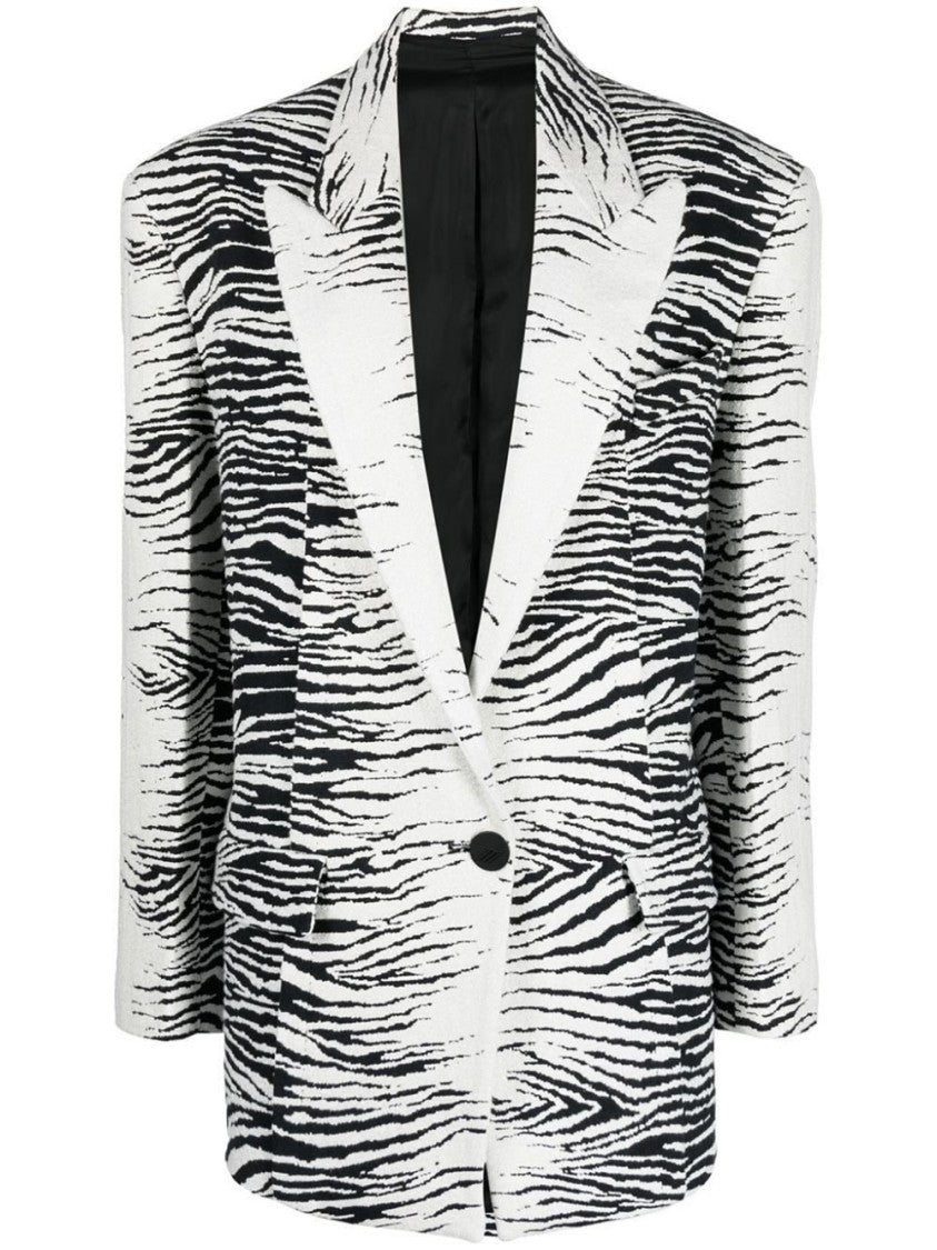 The Attico Zebra-Print Single-Breasted Blazer With Notched Lapels