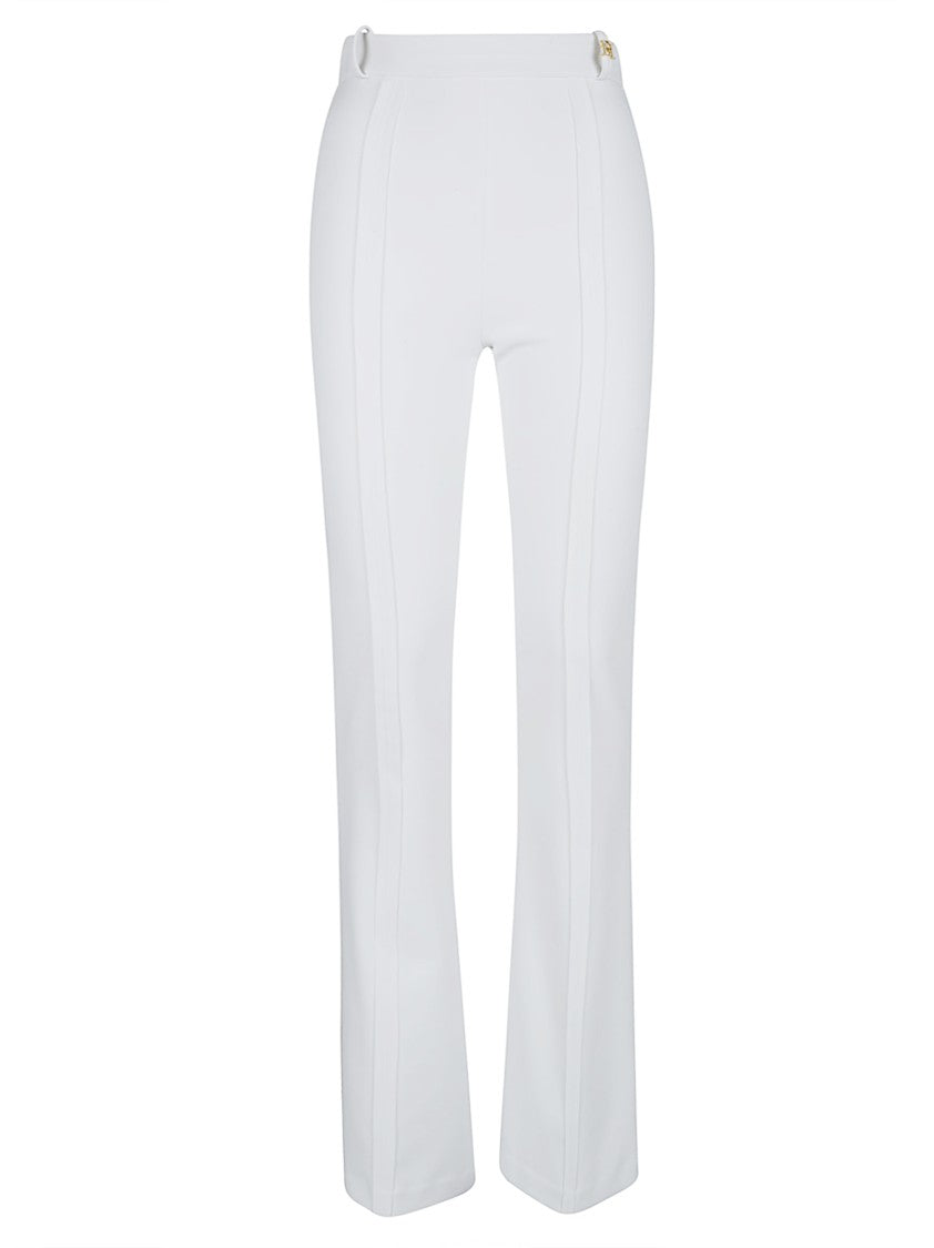 Elisabetta Franchi Double-Stretch Crepe Trousers With Logo Charm Detail